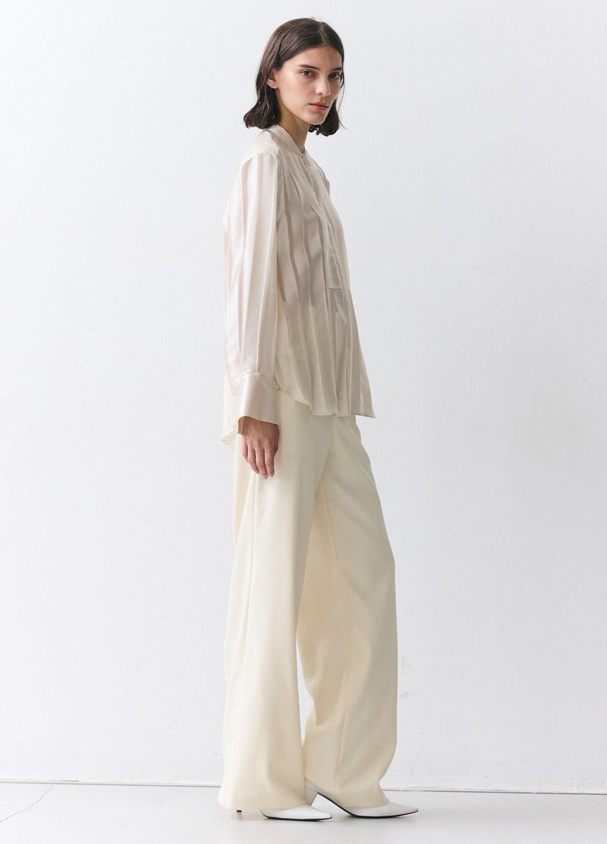 珠光條紋亨利領襯衫